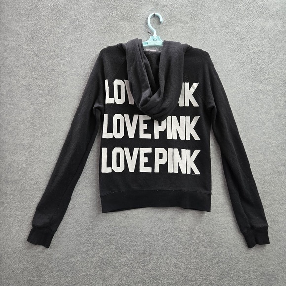 Victoria's Secret PINK Women Sweatshirt M Black Graphic Print LOVE Logo - Picture 9 of 9